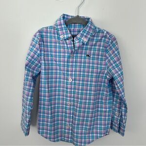 Vineyard Vines Blue and Pink Plaid Button Down Shirt